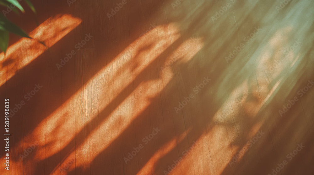Aufkleber warm sunlit patterns on dark reddish-brown mango wood surface for design background