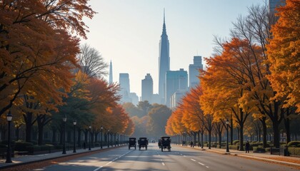 Obraz premium The Vibrant Nature of Autumn Background with Stunning Red and Orange Leaves Covering the Ground Trees in Full Fall Colors and a Golden Sunlight Glow Creating a Warm and Cozy Atmosphere for a Beautiful