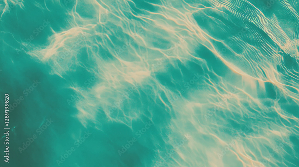 Poster Turquoise water texture with abstract light patterns for nature and design themes