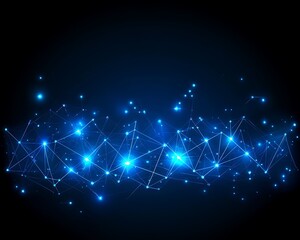 Blue network connections, dark background