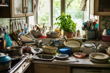 Disordered Cooking Space: A Portrayal of a Household Battling Compulsive Clutter in a Chaotic Kitchen