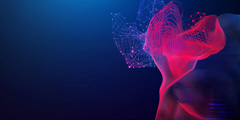 Fondo digital abstracto. Puede utilizarse para procesos tecnológicos, redes neuronales e IA, almacenamientos digitales, formas sonoras y gráficas, ciencia, educación, etc.