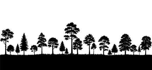 Forest tree line silhouette seamless pattern vector illustration © Formatoriginal
