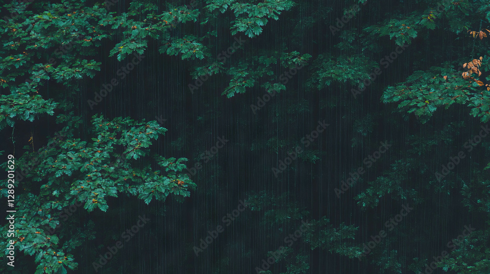 Poster nature's serenity: dark green maple foliage with subtle texture for tranquil design