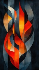 Abstract Colorful Waves in Vibrant Shades of Red and Blue