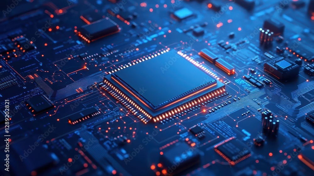 Poster intricate closeup, exploring the complex world of computer circuitry and electronic components