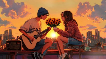 Rooftop serenade at sunset - Powered by Adobe