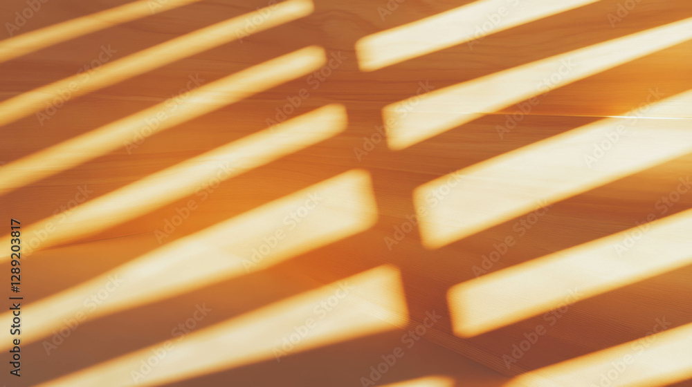 Poster abstract sunlit wooden texture with geometric shadow patterns