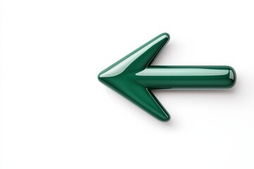 Glossy green left arrow icon on a clean white background for various design purposes.