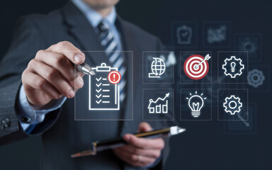 Risk management and assessment for business investment, Risky business risk management control and strategy. forecasting evaluation financial business concept.