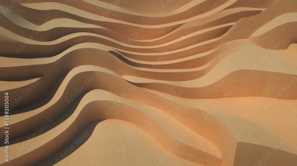 Poster Abstract mdf texture with multiple layers in undulating patterns for design and decoration