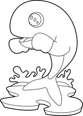 Whale Boxer Boxing gloves Boxing Animal Vector Graphic Art Illustration