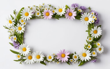 Fototapeta premium A frame made out of small flowers and daisies