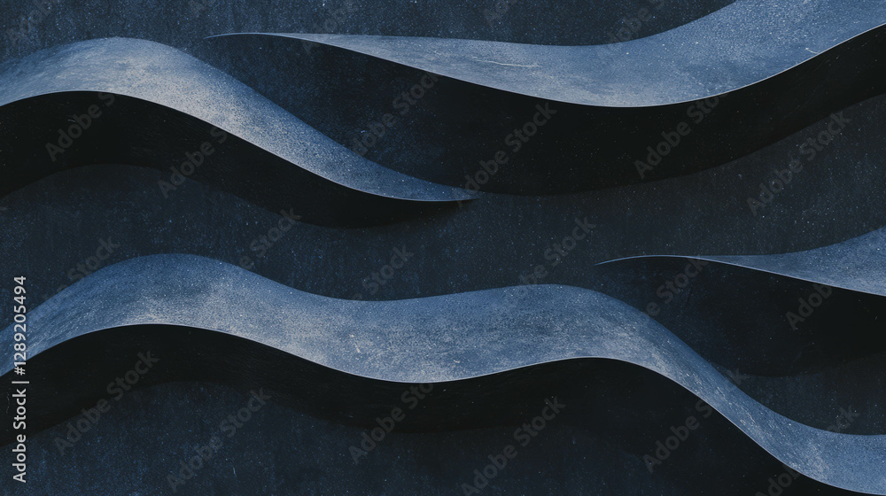 Poster Abstract waves in textured mdf design with soft lighting