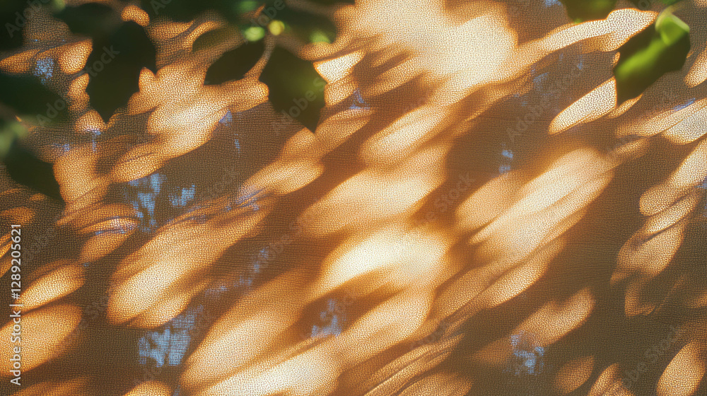 Poster sunlit leaf shadows on textured surface for nature-inspired design