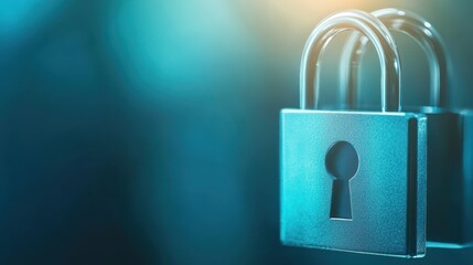 Padlock and key, closeup depicting security, access, data protection closeup