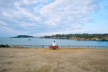 東尋坊から雄島方面の景色