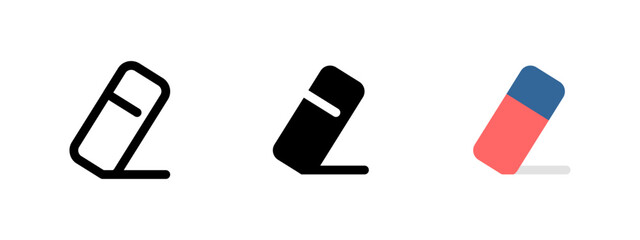 Eraser icon. Stationery and school supply symbol. Correction tool vector illustration. Office and drawing rubber pictogram. Mistake removal and writing accessory concept.