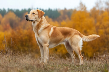 A Broholmer dog standing in a field, strong and majestic, natural setting