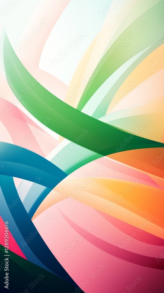Poster colorful abstract patterns with flowing shapes and intertwining lines in vibrant hues for creative b