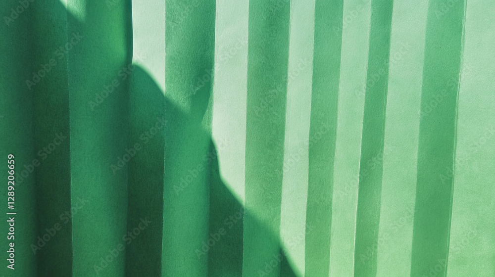 Poster textured narrow ribbed green paper with light gradient for design projects