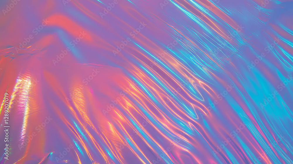 Poster iridescent flexible plastic texture with ribbed surface for creative design