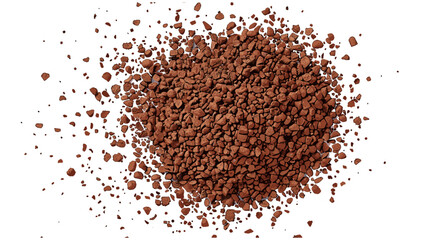 Instant coffee granules vector, top view, soluble coffee isolated, white clipping, fresh coffee, granules close-up, coffee powder, morning brew, coffee drink, caffeine boost