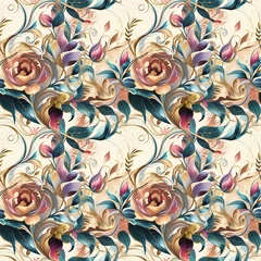 Crédence en verre imprimé Beautiful decorative floral seamles pattern. Elegant surface design