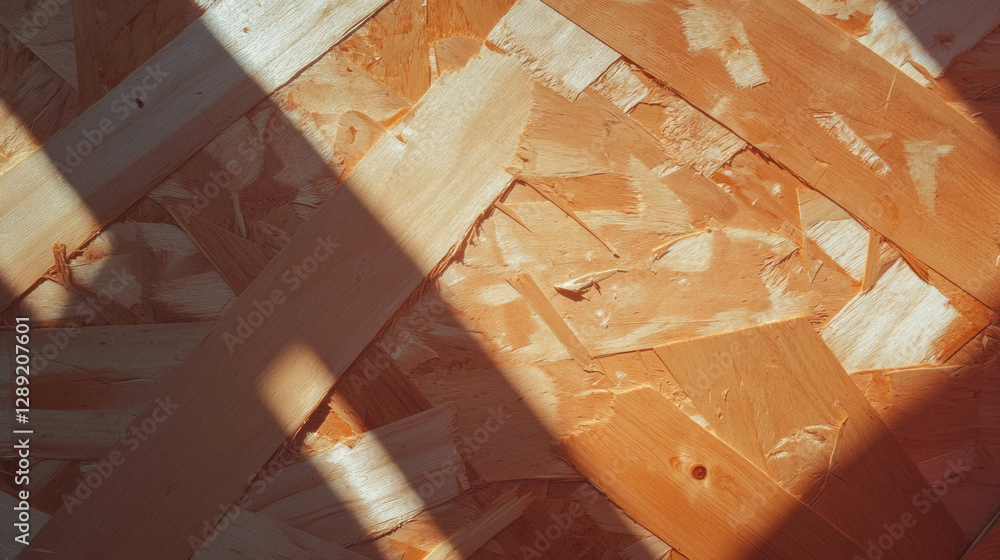 Poster Textured osb with bright directional light for design and background concepts