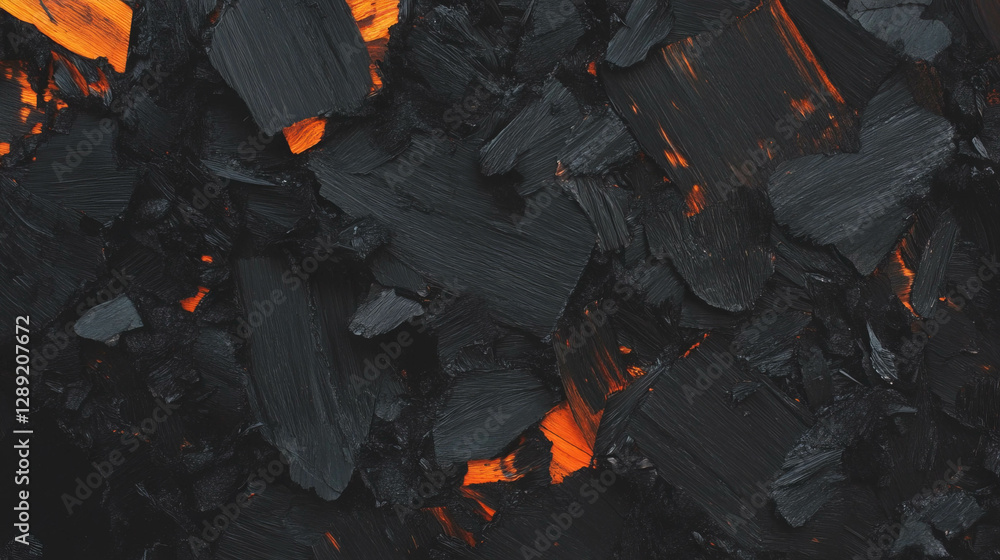 Poster Charred texture of osb with burned edges and dark patterns for design projects