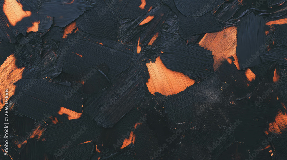 Aufkleber charred texture of osb board with burned edges and dark patterns for creative design