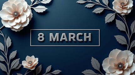 A classy and modern Women's Day poster with a rich navy-blue background