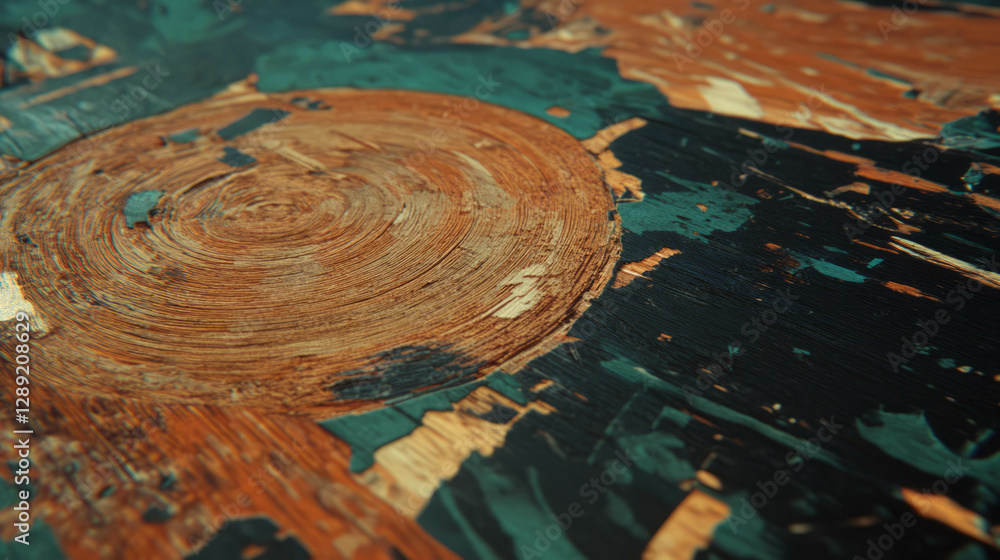 Poster Abstract texture of osb with exposed end grain and dark ring detailing