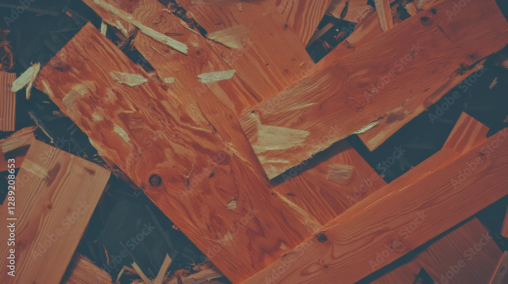 Poster abstract composition of osb wood texture with exposed end grain and dark tones