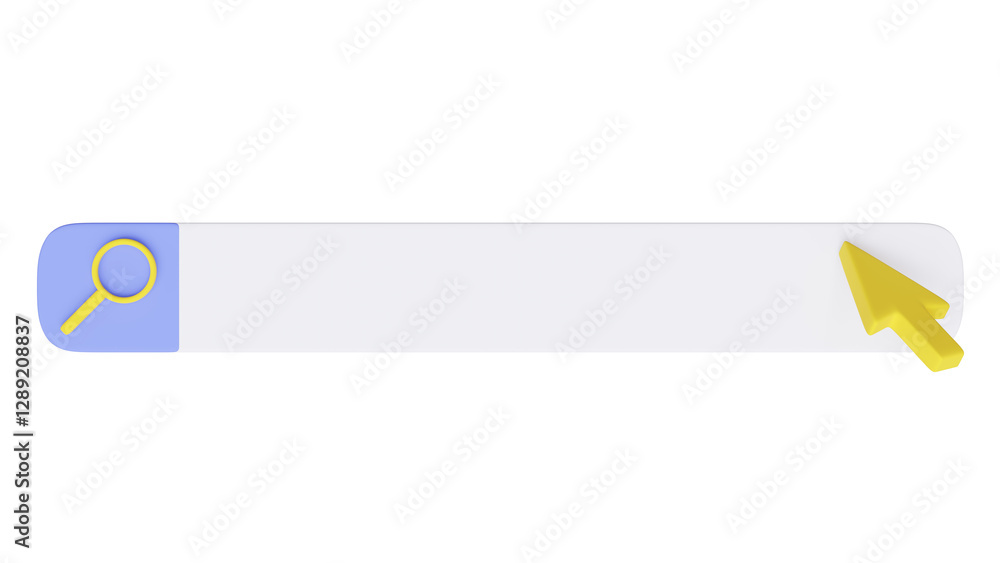 Poster search bar template for web browser isolated on white, transparent. arrow mouse cursor icon