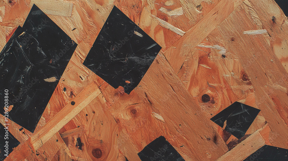 Poster Abstract pattern of osb with knots and dark rings for artistic background design