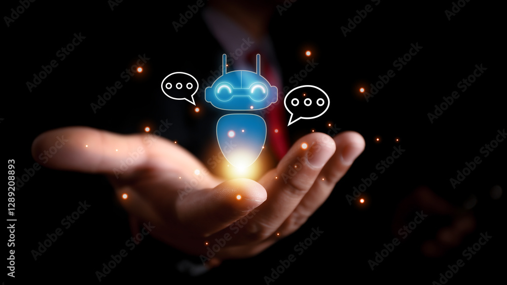 Poster ai generates business communication and the development of chatbot digital technology, artificial in