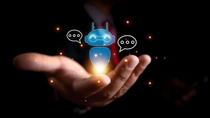 AI generates business communication and the development of chatbot digital technology, Artificial...