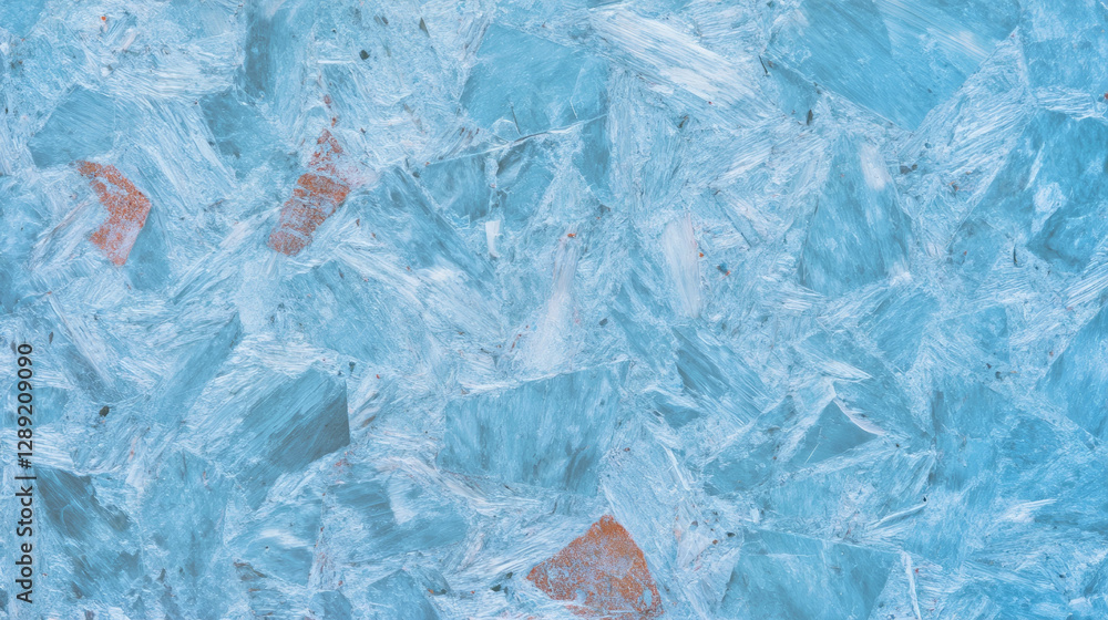 Poster Abstract blue textured surface of osb with loosely packed strands for design and background use