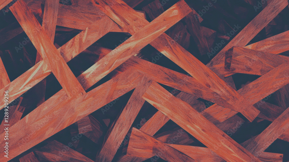 Poster abstract pattern of overlapping osb wood strands with distinctive texture