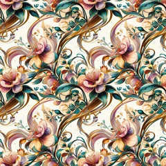 Beautiful decorative floral seamles pattern. Elegant surface design