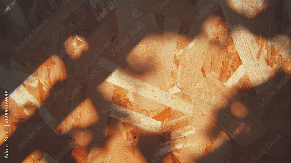 Poster natural osb wood texture with soft light and shadows for creative backgrounds