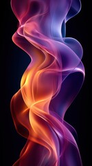Naklejka premium Colorful Abstract Smoke Flowing Elegantly Against Black Background