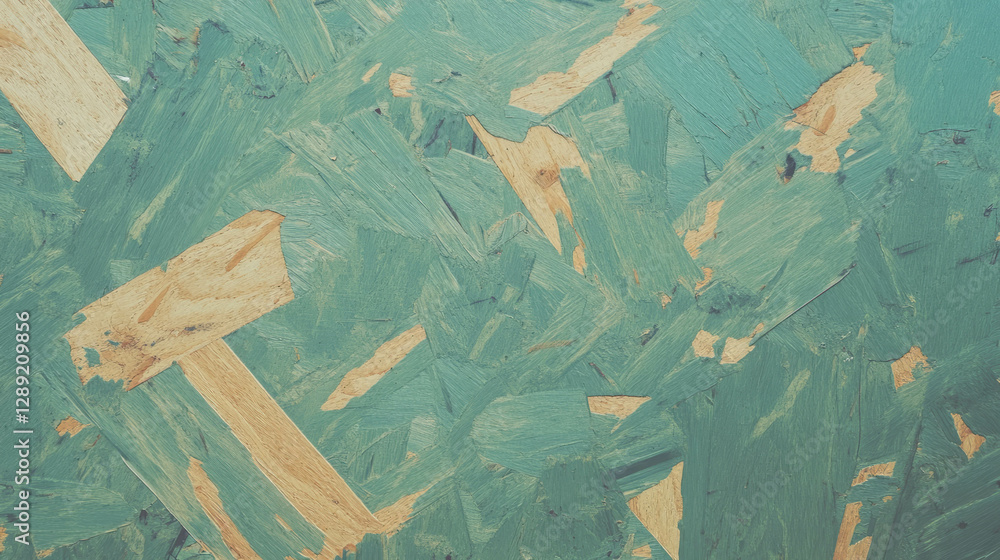 Poster textured surface of osb with soft coating in teal and natural wood