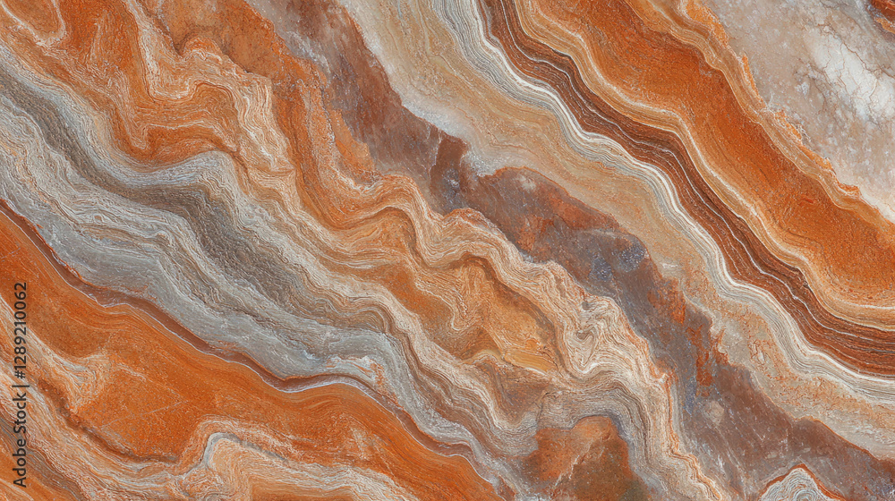 Poster abstract wave pattern with orange and brown stripes for interior design and art projects