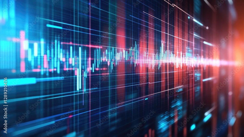 Poster a detailed d bar chart in neon colors, with each bar representing a different industry sector. the b