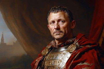 A paint portrait of Emperor Claudius, historical and dignified, ancient Roman theme
