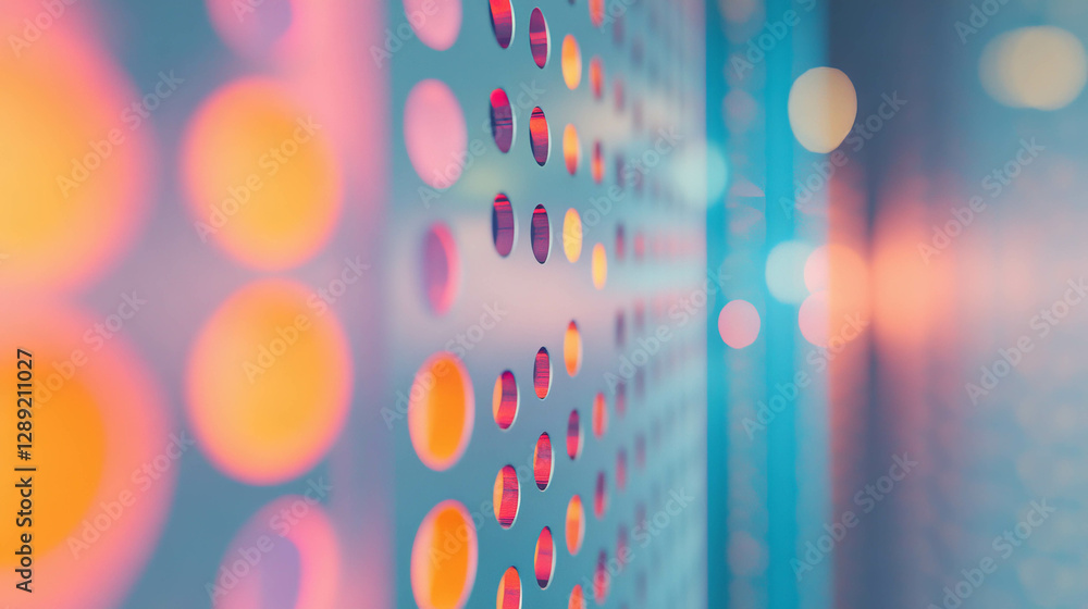 Poster Vibrant abstract pattern with colorful pegs and light on pegboard surface