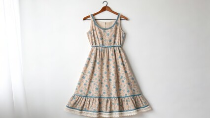 Vintage Floral Sundress on White Background