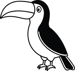 Toucan with large beak outline vector illustration
